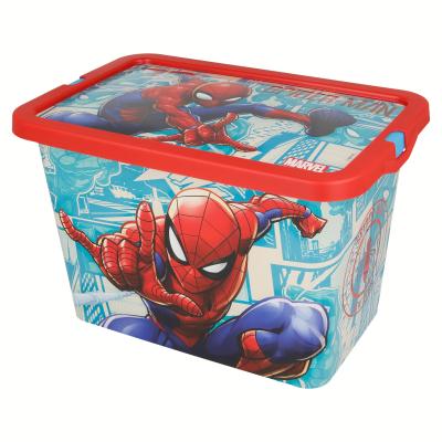 Marvel Spiderman Kids Storage Box 7L – BPA-Free Plastic Toy Storage Box with Click Lock Lid, Lightweight & Durable