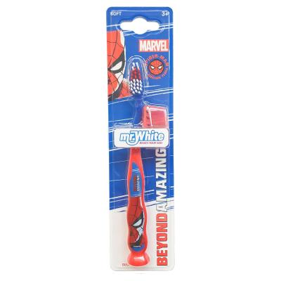 Marvel Spiderman Kids Toothbrush with Suction Cup & Travel Cap – BPA-Free, Soft Bristles for Children Aged 3-12