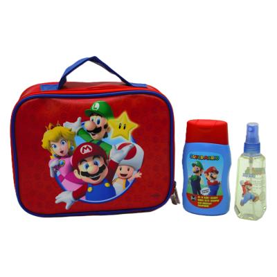 Super Mario Kids Gift Set – Lunch Bag with 2-in-1 Bubble Bath & Shampoo (200ml) & Perfume Body Spray (90ml) – Bath & Body Set for Children Ages 3+