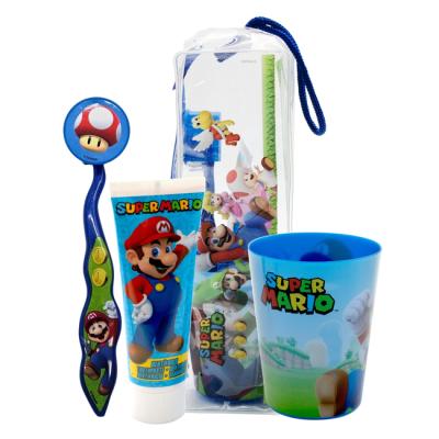 Super Mario Kids Toothbrush Set – Toothbrush with Soft Bristles, Strawberry Toothpaste & Multi-Purpose Beaker for Children 3+