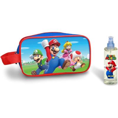 Super Mario Kids Toiletry Gift Set – Includes Travel Wash Bag and Body Spray 100ml – Boys Travel Essentials – Toiletries Organiser for Kids