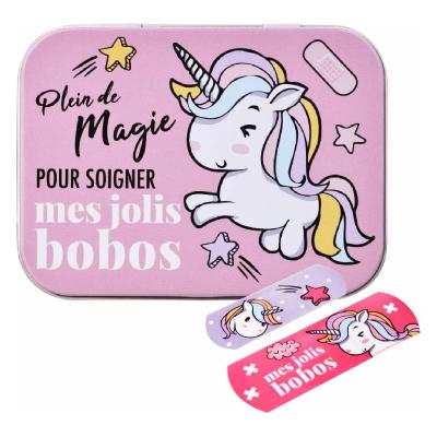 Unicorn Kids Plasters in Reusable Metal Tin - Waterproof, Flexible & Breathable First Aid Plasters, Latex-Free & Skin-Friendly, Two Sizes, 24 Plasters