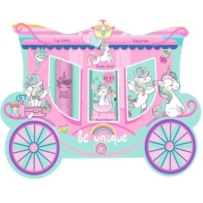 Unicorn Be Unique Kids Gift Set - Moisturizing Lip Balm, Refreshing Body Mist (100 ml) and Cute Key Chain for Children
