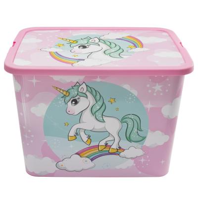 Unicorn Kids Storage Boxes 23L – BPA-Free Plastic – Keeps Kids Rooms Tidy, 39 x 29 x 27 cm (Large)