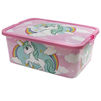 Unicorn Kids Storage Boxes 13L – BPA-Free Plastic – Keeps Kids Rooms Tidy, 39 x 29 x 15 cm (Medium)