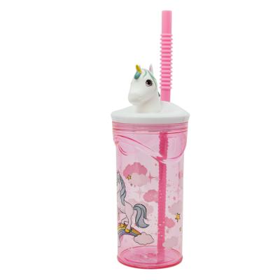 Unicorn Kids 3D Figurine Tumbler 360ml with Straw & Lid, BPA-Free, Spill-Proof, Lightweight & Fun for School or Travel