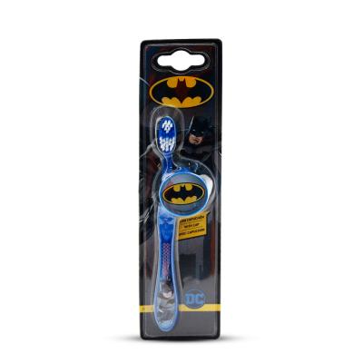 Batman Superhero Little Teeth Toothbrush for Kids with Soft Rounded Bristles, Comfortable Handle Grip and Protection Cap for Children Ages 3+