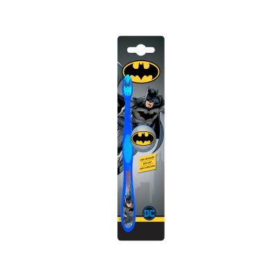Batman Superhero Little Teeth Toothbrush for Kids with Soft Rounded Bristles, Comfortable Handle Grip and Protection Cap for Children Ages 3+