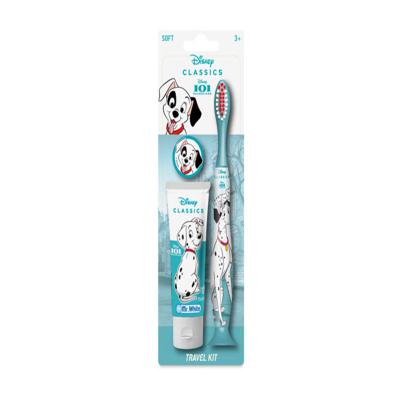 101 Dalmatians Travel Kit for Kids – 3 Pack Travel Size Toiletries - Include Kids Toothbrush, Kids Toothpaste 25ml, and Travel Cap