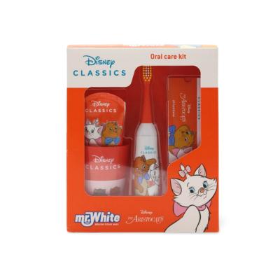 Disney Aristocats Oral Care Kit: Gift Set, Includes Battery Toothbrush, Mint Flavoured Toothpaste 75 ml, Beaker and Card Game