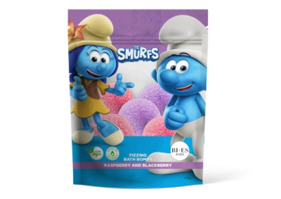 The Smurfs Fizzy Bath Bomb Set for Kids, Raspberry & Blackberry Flavour, Vegan & 100% Natural | Pack of 6, 55 gram Each