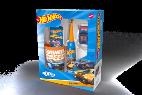 Hot Wheels Dental Gift Set for Kids - Battery Powered Electric Toothbrush, Mint-Flavoured Toothpaste (75ml), Keychain & Multi-Purpose Beaker| Toothbrush Set for Children Ages 4+