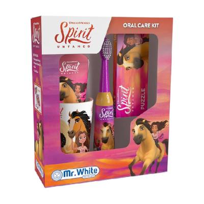 Spirit Oral Care Kit Gift Set - Battery Powered Electric Toothbrush, Mint Toothpaste, Multi-Purpose Beaker and Fun Puzzle for Kids