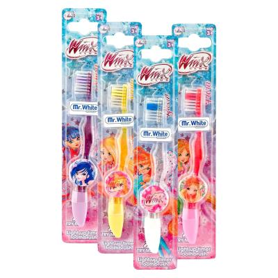 Winx Club Flashing Toothbrush for Kids with 1 Minute Flashing Light, Soft Rounded Bristles, and Comfortable Handle Grip for Children Ages 3+