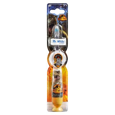 Jurassic World Flashing Toothbrush for Kids with 2 Minute Flashing Light, Soft Rounded Bristles and Suction Cup for Children Ages 3+
