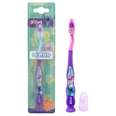 Disney Stitch Kids Toothbrush with Suction Cup & Travel Cap – BPA-Free, Soft Bristles for Children Aged 3-12