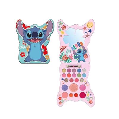 Disney Stitch Kids Make-Up Palette – Complete Cosmetic Kit with Eye Shadow, Blusher, Lip Gloss, Mirror & Brush| Safe, Non-Toxic Beauty Gift Set for Girls