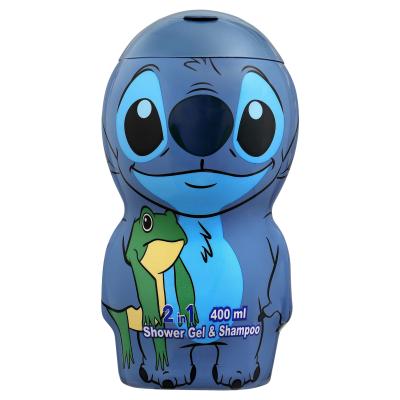 Disney Stitch 2-in-1 Kids Shower Gel & Shampoo – Vegan, Hydrating & Gentle Hair & Body Wash, Pleasant Scent, Dermatologically Tested, 3D Bottle, Ages 3+, 400ml