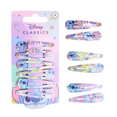Disney Stitch Hair Snap Clips for Girls, 2 Inch Metal Non-Slip Clips with Disney Stitch Print, Stylish Hair Accessories, 6 Hair Clips