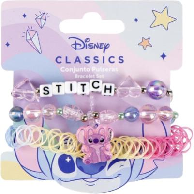 Disney Stitch Kids Bracelet Gift Set – 3 Cute & Stylish Bracelets for Girls – Charm, Engraved & Stretchy Elastic Bracelets – Cute Jewellery Gift for Birthdays, Holidays & Everyday Wear