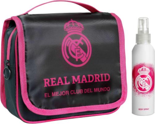 Real Madrid Hanging Toiletry Bag with Body Spray (150ml), Ideal Travel Companion, Eco-Friendly Toiletries Organizer