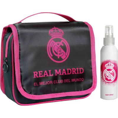 Real Madrid Hanging Toiletry Bag with Body Spray (150ml), Ideal Travel Companion, Eco-Friendly Toiletries Organizer