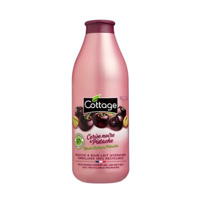 Cottage Moisturising Shower Gel & Bath Milk – 97% Natural, pH Neutral, Hydrating Body Wash with Black Cherry & Pistachio Fragrance, Dermatologically Tested, Nourishing for Dry Skin, 750ml
