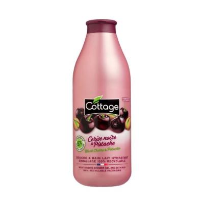 Cottage Moisturising Shower Gel & Bath Milk – 97% Natural, pH Neutral, Hydrating Body Wash with Black Cherry & Pistachio Fragrance, Dermatologically Tested, Nourishing for Dry Skin, 750ml