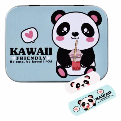 Kawaii Panda Kids Plasters in Reusable Metal Tin - Waterproof, Flexible & Breathable First Aid Plasters, Latex-Free & Skin-Friendly, Two Sizes, 24 Plasters
