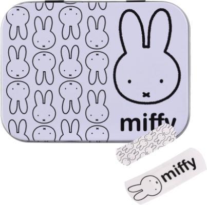 Miffy The Cute Bunny Kids Plasters in Reusable Metal Tin - Waterproof, Flexible & Breathable First Aid Plasters, Latex-Free & Skin-Friendly, Two Sizes, 24 Plasters