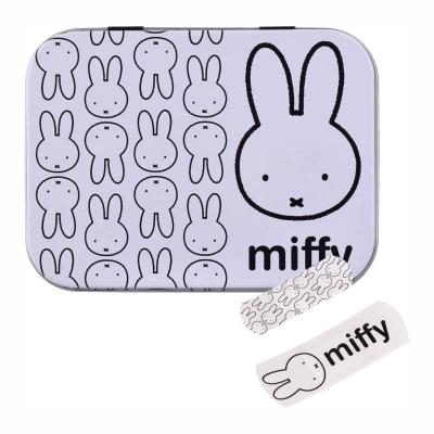 Miffy The Cute Bunny Kids Plasters in Reusable Metal Tin - Waterproof, Flexible & Breathable First Aid Plasters, Latex-Free & Skin-Friendly, Two Sizes, 24 Plasters