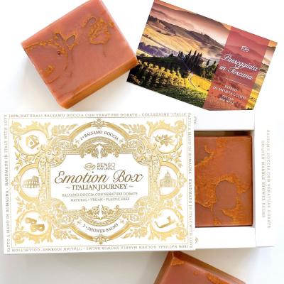 Senso Naturale Emotion Box Italian Journey Shower Balms Pack | 2 Soaps - Walking in Tuscany, Red Wine of Montalcino Tuscany
