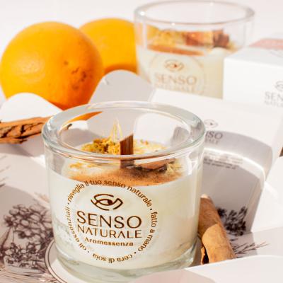 Senso Naturale Aromatherapy 100% Soy Wax Candle & Wooden Wick, Orange & Cinnamon 5oz