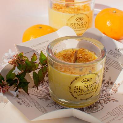 Senso Naturale Aromatherapy 100% Soy Wax Candle & Wooden Wick, Vanilla & Tangerine 5oz