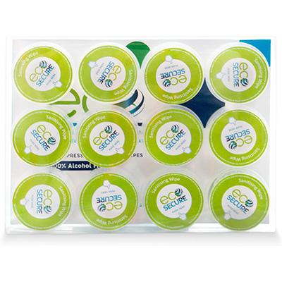Ecosecure Sanitising Wet Wipes Capsule - Disposable Pocket Travel Sized Capsules Wipes - Alcohol Free - Suitable for Sensitive Skin & Surface Cleaning - Dermatologically Tested (Pack of 12)
