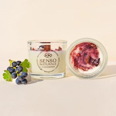 Senso Naturale Red Wine Scented Aromatherapy Candle – Vegan & Natural Soy Wax with Wooden Wick for Long-Lasting Burn & Relaxing Ambiance, 150ml