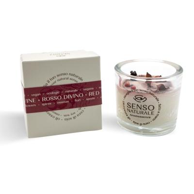 Senso Naturale Red Wine Scented Aromatherapy Candle – Vegan & Natural Soy Wax with Wooden Wick for Long-Lasting Burn & Relaxing Ambiance, 150ml