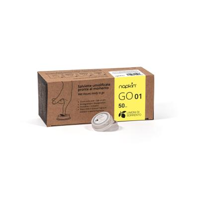 Wet Wipes Capsule by Napkin Go -  Sorrento Lemon fragrance, 50 pack