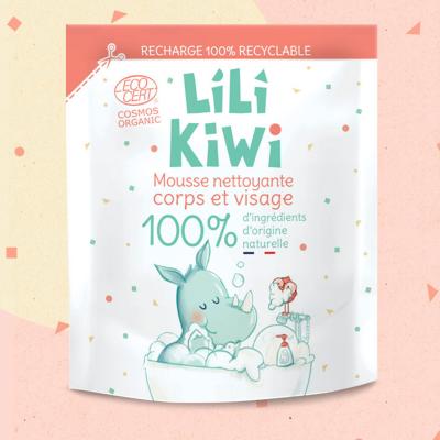 LiLiKiWi Kids & Baby Foaming Cleanser Refill – 100% Natural, Hypoallergenic & Dermatologically Tested – Gentle Face, Body & Intimate Wash, Anti-Pollution & Hydrating, Strawberry Scent, 250ml