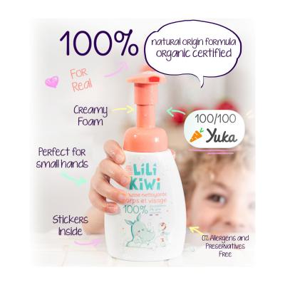 LiLiKiWi Kids & Baby Foaming Cleanser – 100% Natural, Hypoallergenic & Dermatologically Tested – Gentle Face, Body & Intimate Wash, Anti-Pollution, Hydrating, Strawberry Scent, 250ml