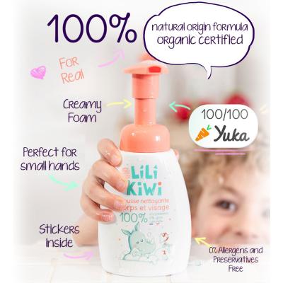 LiLiKiWi Kids & Baby Foaming Cleanser – 100% Natural, Hypoallergenic & Dermatologically Tested – Gentle Face, Body & Intimate Wash, Anti-Pollution, Hydrating, Strawberry Scent, 250ml