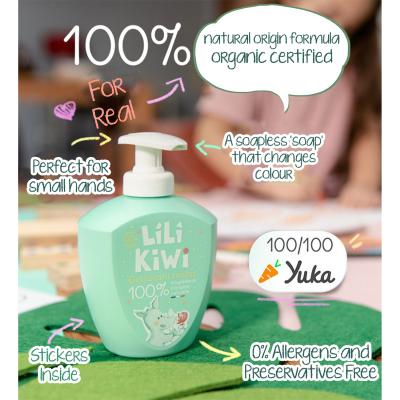 LiLiKiWi Kids Hand Wash Gel – Fun Colour-Changing, 100% Natural, Gentle & Moisturizing, Vegan & Organic, Allergen-Free, for Sensitive Skin, Ages 3+, 250ml