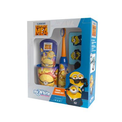 Minions Kids Oral Care Gift Set – Battery-Powered Electric Toothbrush, Mint Toothpaste (75ml), Beaker & Travel Luggage Tag – Ages 4+