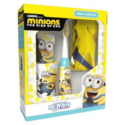 Minions Oral Care Kit Gift Set - Includes Battery Powered Toothbrush, Mint Flavoured Toothpaste 75ml, Beaker and Inflatable Stand up