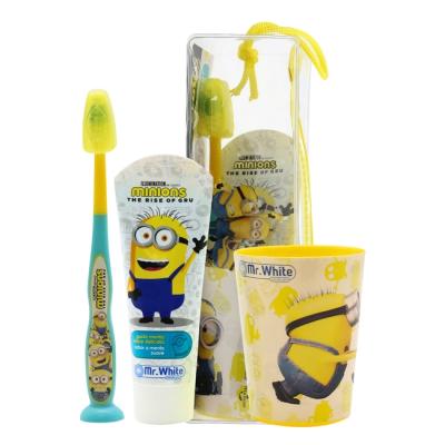 Despicable Me Minions Kids Toothbrush Set - Soft-Bristle Toothbrush with Protective Cap, Mint-Flavoured Toothpaste, and Multi-Purpose Beaker | Travel-Friendly Oral Care Kit for Children Ages 3+