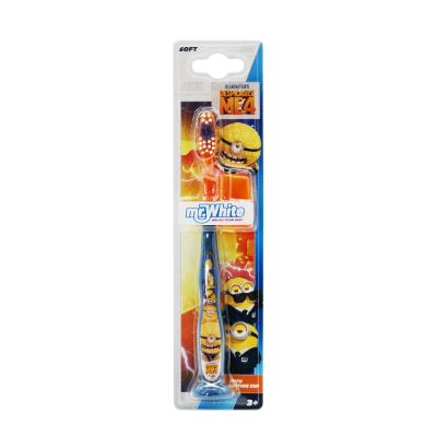 Minions Little Teeth Toothbrush for Kids with Protection Cap, Soft Rounded Bristles, Suction Cup for Children Ages 3+