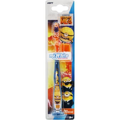 Minions Little Teeth Toothbrush for Kids with Protection Cap, Soft Rounded Bristles, Suction Cup for Children Ages 3+