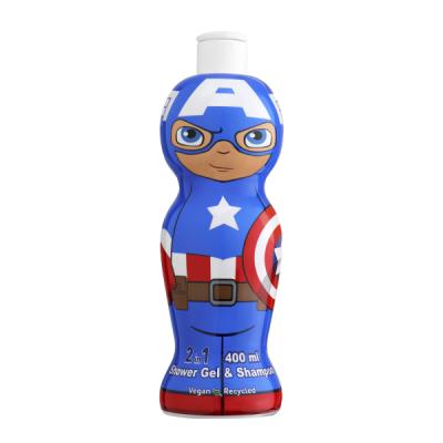 Caption America 2-in-1 Kids Hair Shampoo & Body Wash – 400ml | Fruity Floral Scent | Vegan, Paraben-Free, Natural | Hydrating & Dermatologically Tested Head-to-Toe Wash for Children Ages 3+