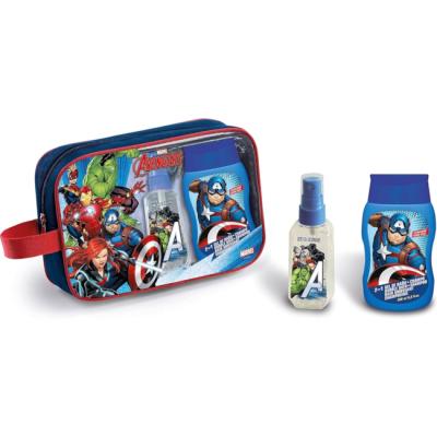Marvel Avengers Kids Fragrance Gift Set – Natural Eau de Toilette (90ml), Gentle 2‑in‑1 Bubble Bath & Shampoo (200ml) & Travel Toiletry Bag