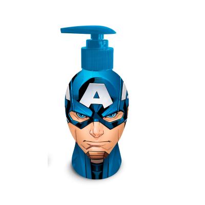 Avengers Captain America Kids 2-in-1 Bubble Bath & Shampoo – Gentle, Paraben-Free with Vitamin E & A, pH Balanced for Sensitive Skin, Scented, Pump Dispenser, 3D Bottle, Ages 3+, 300ml